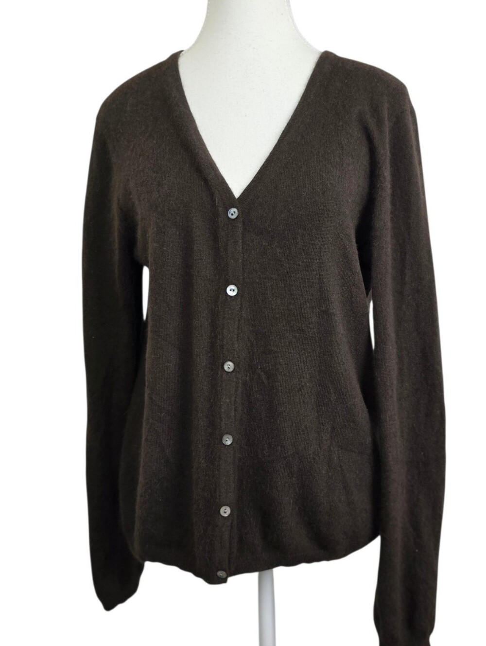 Paraphrase Chocolate Brown Angora Blend Button-Front Cardigan XL Cottagecore